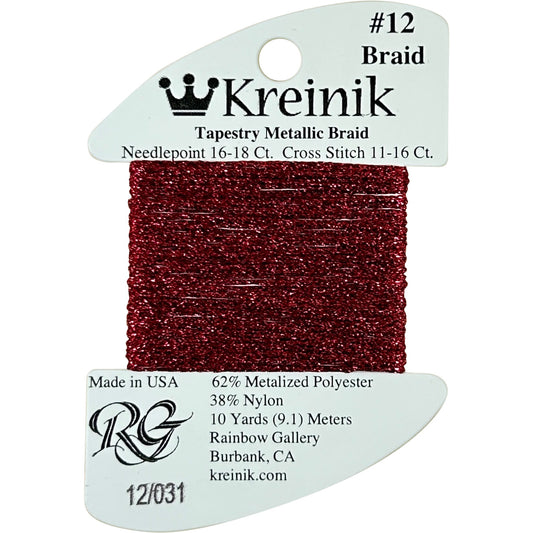 Rainbow Gallery Kreinik Braid #12 - 031 Crimson