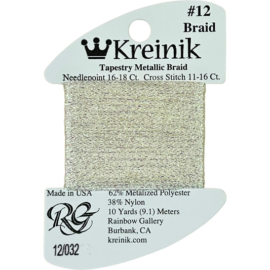 Rainbow Gallery Kreinik Braid #12 - 032 Pearl