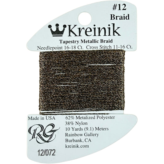 Rainbow Gallery Kreinik Braid #12 - 072 Cocoa Brown