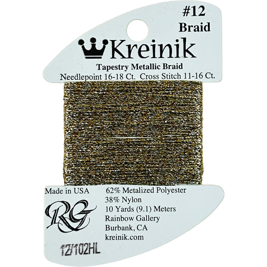 Rainbow Gallery Kreinik Braid #12 - 102HL Vatican Gold High Lustre