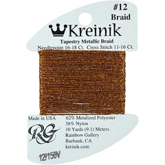 Rainbow Gallery Kreinik Braid #12 - 150V Vintage Amber