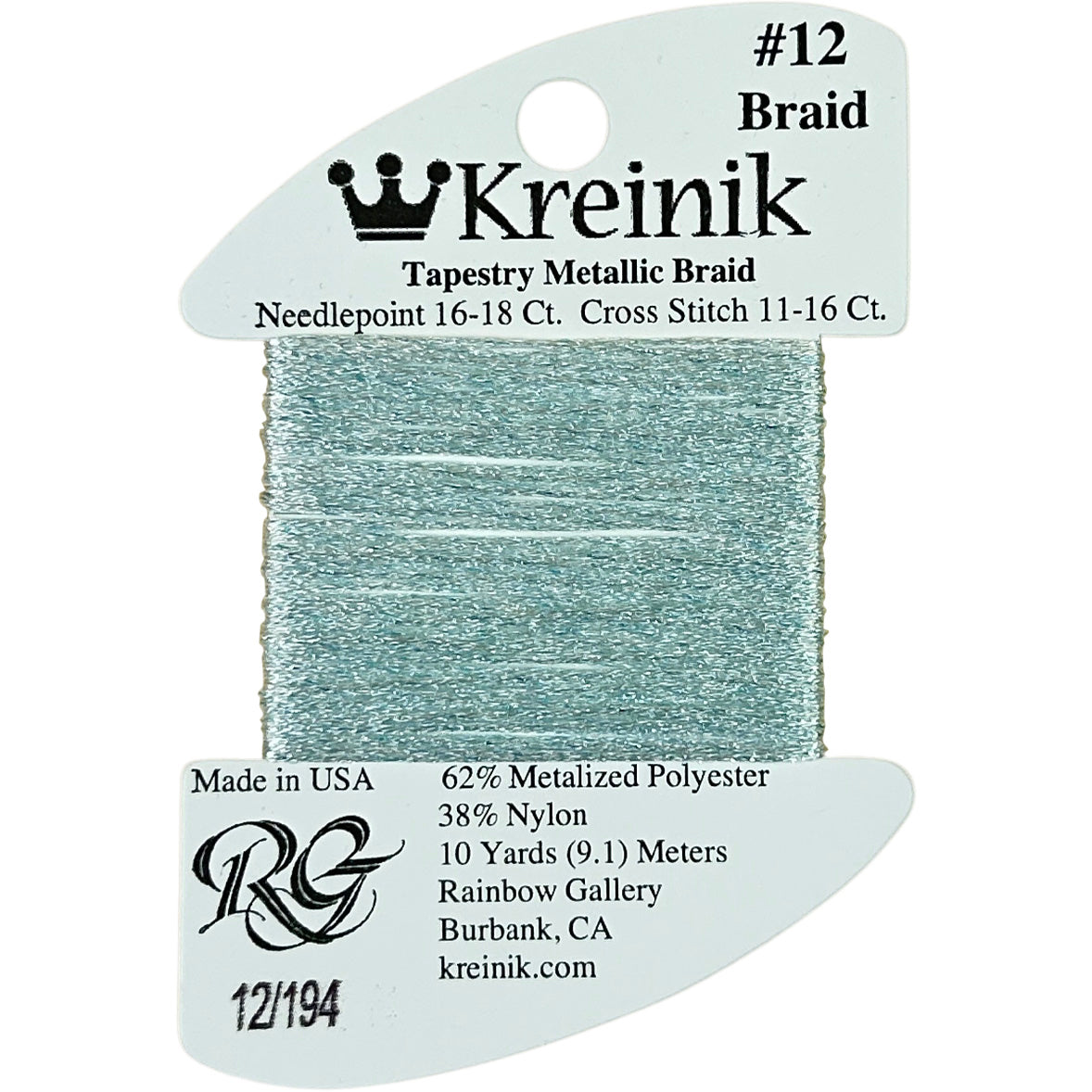 Rainbow Gallery Kreinik Braid #12 - 194 Pale Blue