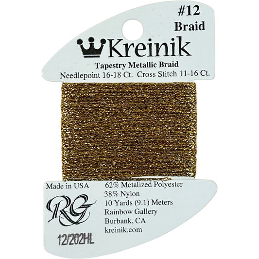 Rainbow Gallery Kreinik Braid #12 - 202HL Aztec Gold High Lustre