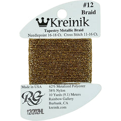 Rainbow Gallery Kreinik Braid #12 - 202HL Aztec Gold High Lustre