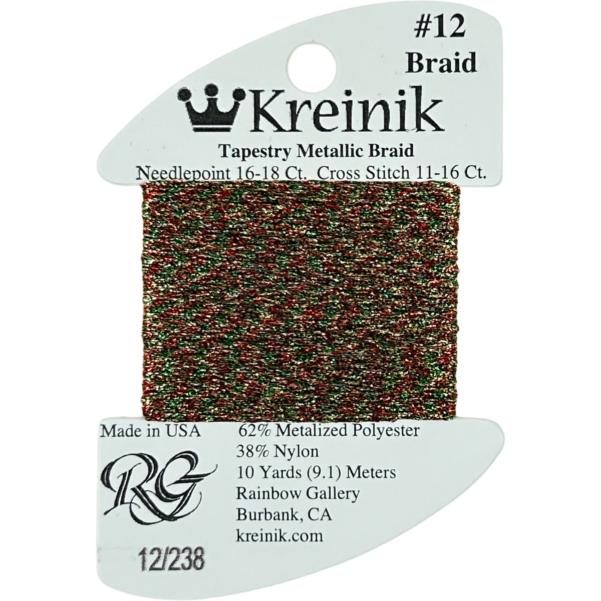 Rainbow Gallery Kreinik Braid #12 - 238 Christmas