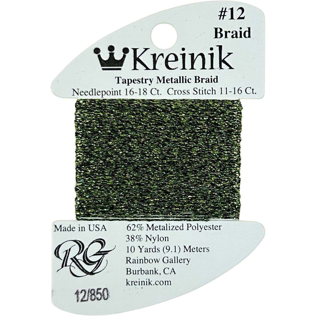 Rainbow Gallery Kreinik Braid #12 - 850 Mallard