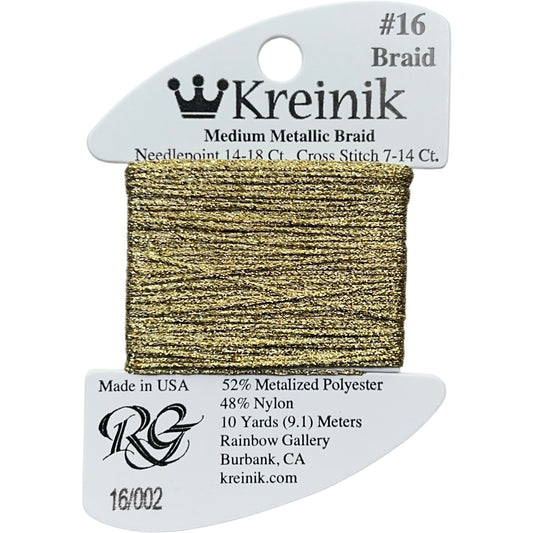 Rainbow Gallery Kreinik Medium Braid #16 - 002 Gold