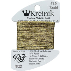 Rainbow Gallery Kreinik Medium Braid #16 - 002 Gold