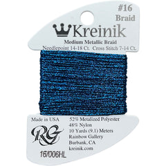Rainbow Gallery Kreinik Medium Braid #16 - 006HL Blue High Lustre