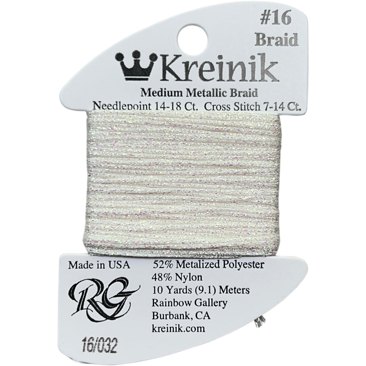 Rainbow Gallery Kreinik Medium Braid #16 - 032 Pearl