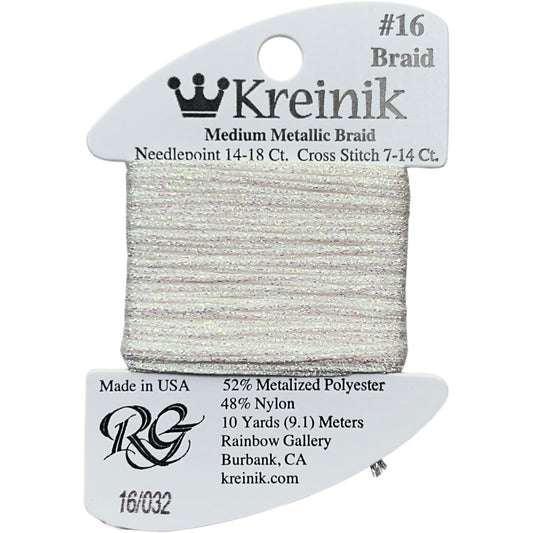 Rainbow Gallery Kreinik Medium Braid #16 - 032 Pearl