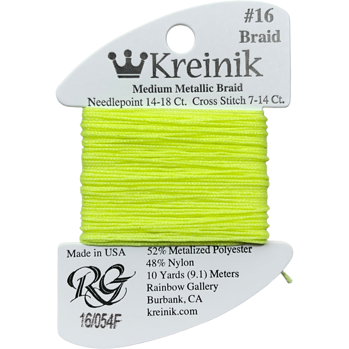Rainbow Gallery Kreinik Medium Braid #16 - 054F Lemon-Lime