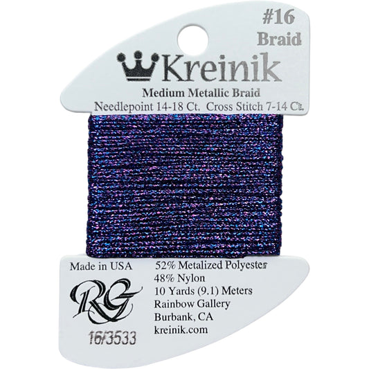 Rainbow Gallery Kreinik Medium Braid #16 - 3533 Purple Mambo