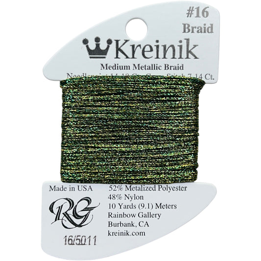 Rainbow Gallery Kreinik Medium Braid #16 - 5011 Elfin Green