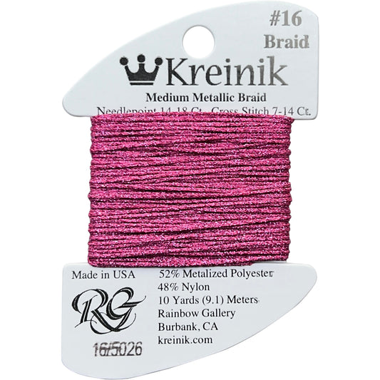 Rainbow Gallery Kreinik Medium Braid #16 - 5026 Sweet Tart