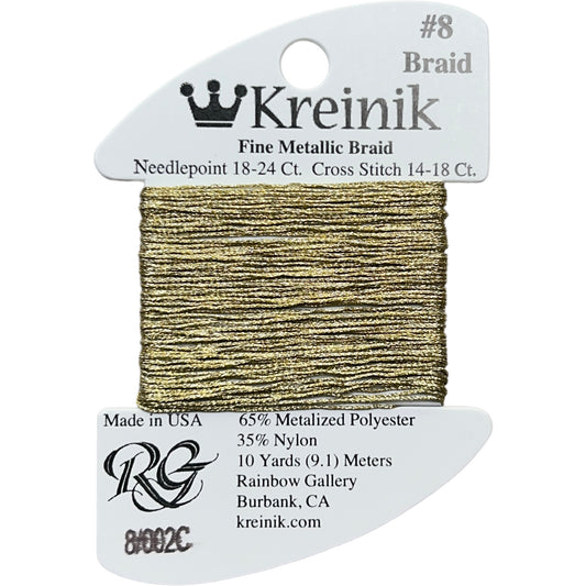 Rainbow Gallery Kreinik Fine Braid #8 - 002C Gold Cord