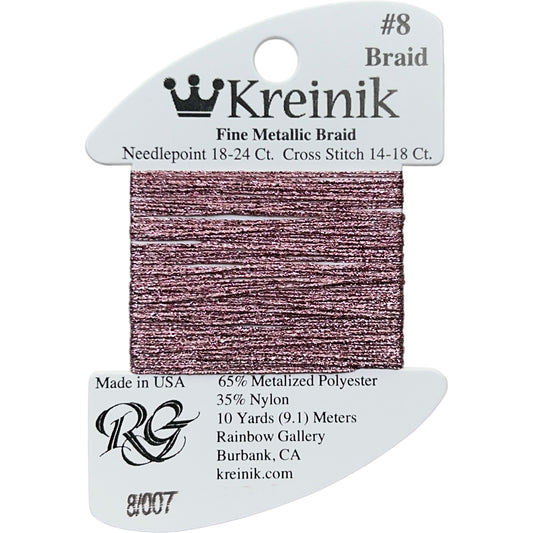 Rainbow Gallery Kreinik Fine Braid #8 - 007 Pink
