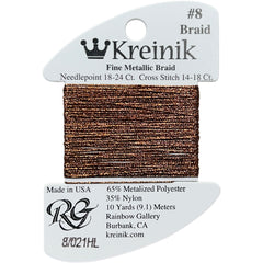Rainbow Gallery Kreinik Fine Braid #8 - 021HL Copper High Lustre