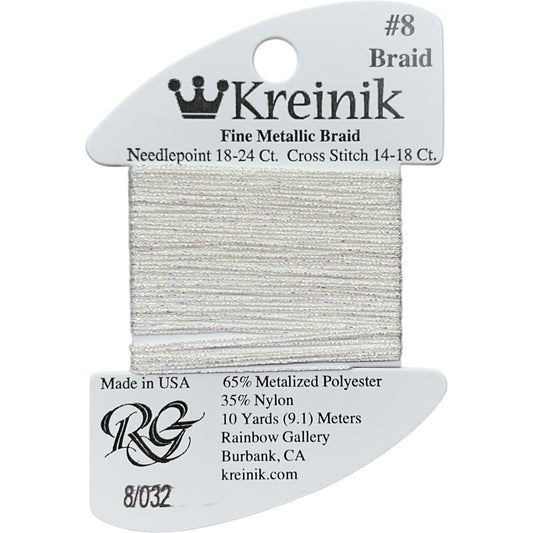 Rainbow Gallery Kreinik Fine Braid #8 - 032 Pearl