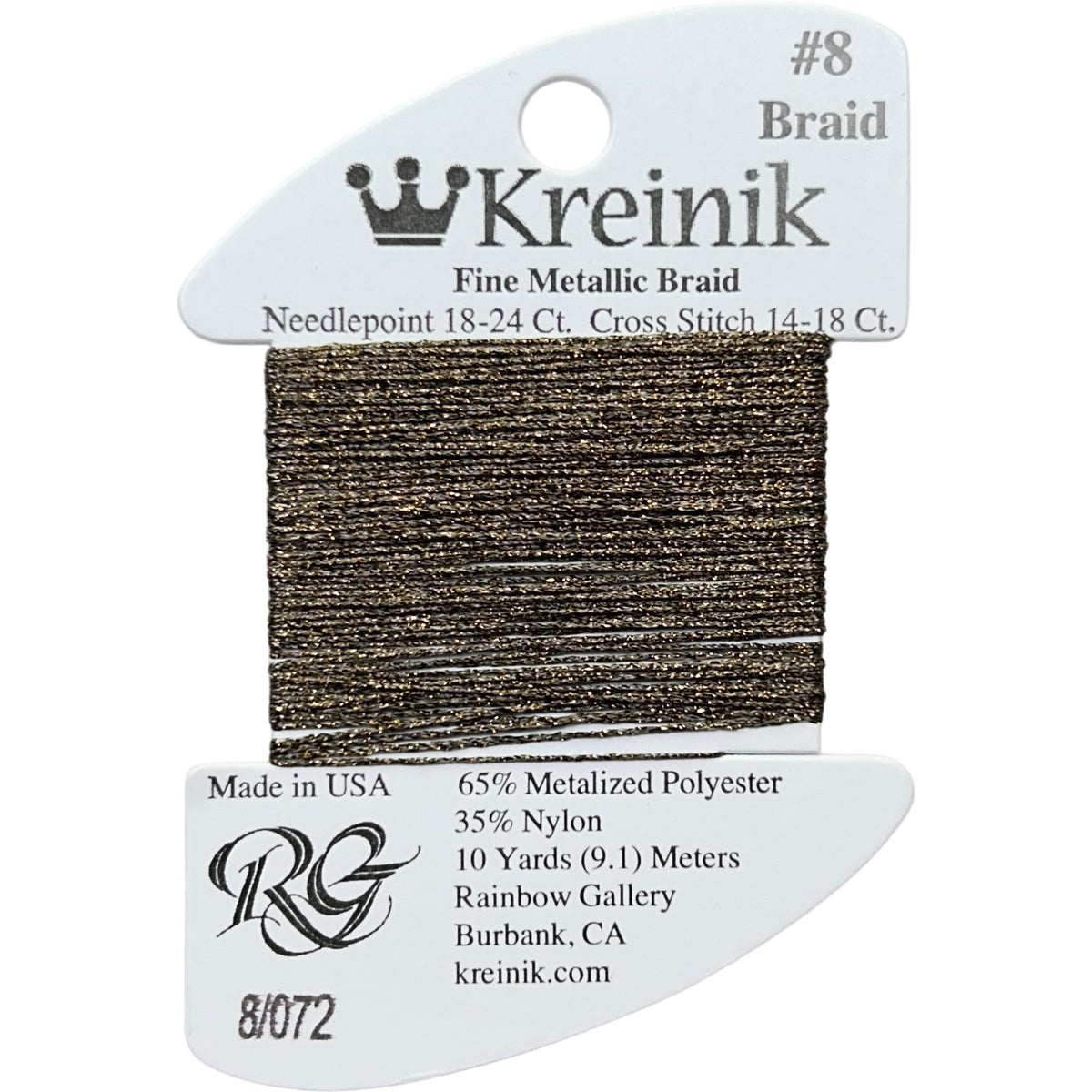 Rainbow Gallery Kreinik Fine Braid #8 - 072 Cocoa Brown