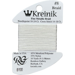 Rainbow Gallery Kreinik Fine Braid #8 - 100 White