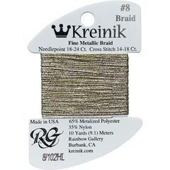 Rainbow Gallery Kreinik Fine Braid #8 - 102HL Vatican Gold High Lustre