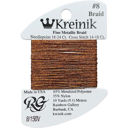 Rainbow Gallery Kreinik Fine Braid #8 - 150V Vintage Amber