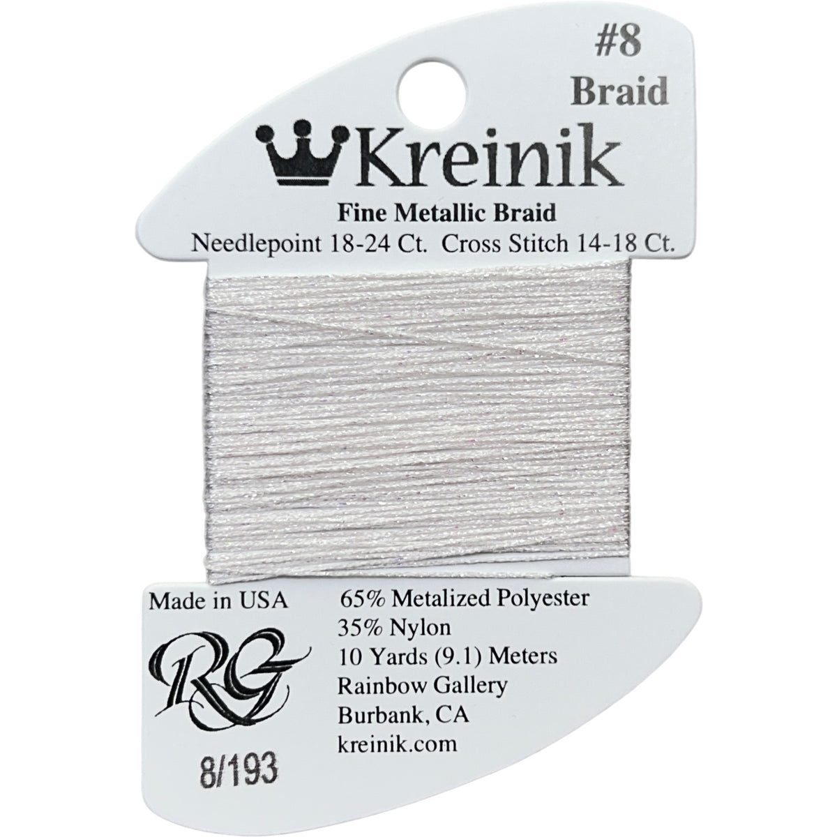Rainbow Gallery Kreinik Fine Braid #8 - 193 Pale Mauve