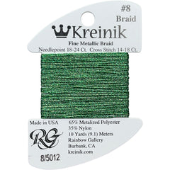 Rainbow Gallery Kreinik Fine Braid #8 - 5012 Shamrock