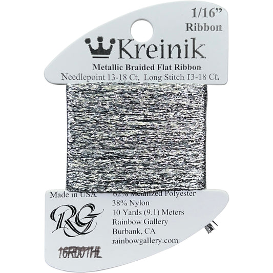 Rainbow Gallery Kreinik 1/16" Ribbon - 001HL Silver High Lustre