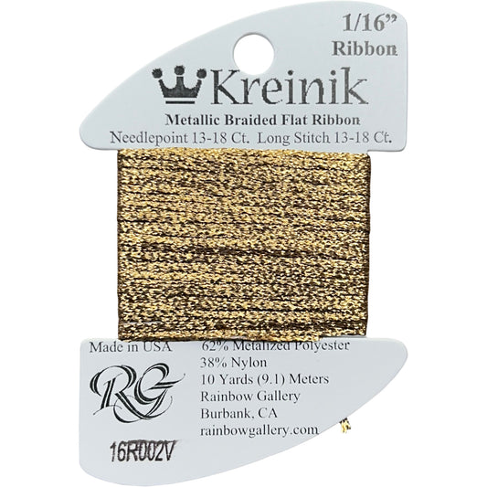 Rainbow Gallery Kreinik 1/16" Ribbon - 002V Vintage Gold