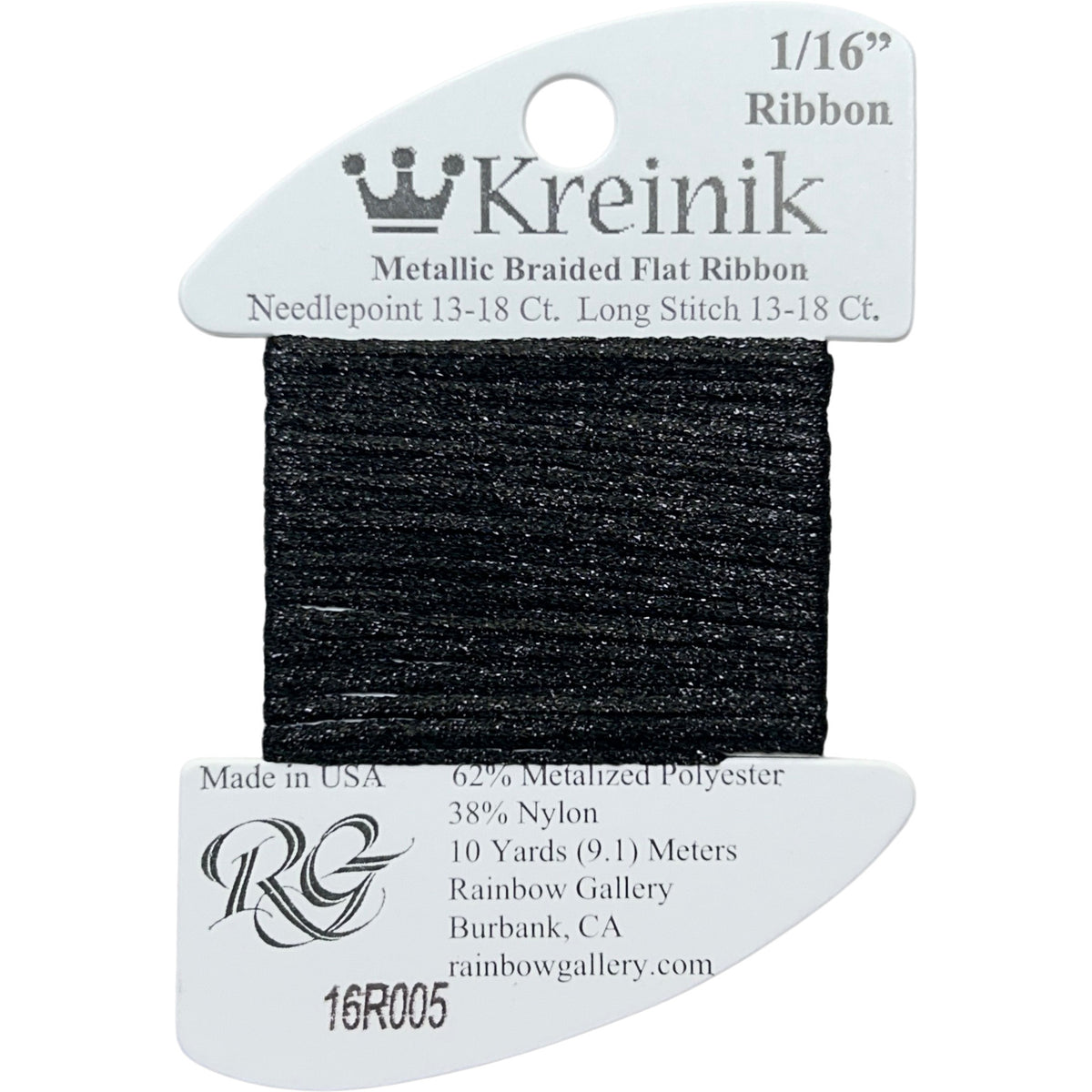 Rainbow Gallery Kreinik 1/16" Ribbon - 005 Black