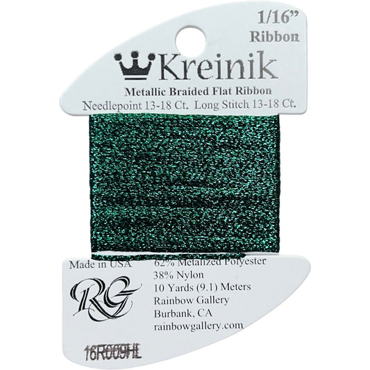 Rainbow Gallery Kreinik 1/16" Ribbon - 009HL Emerald High Lustre