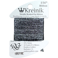 Rainbow Gallery Kreinik 1/16" Ribbon - 011HL Gun Metal High Lustre
