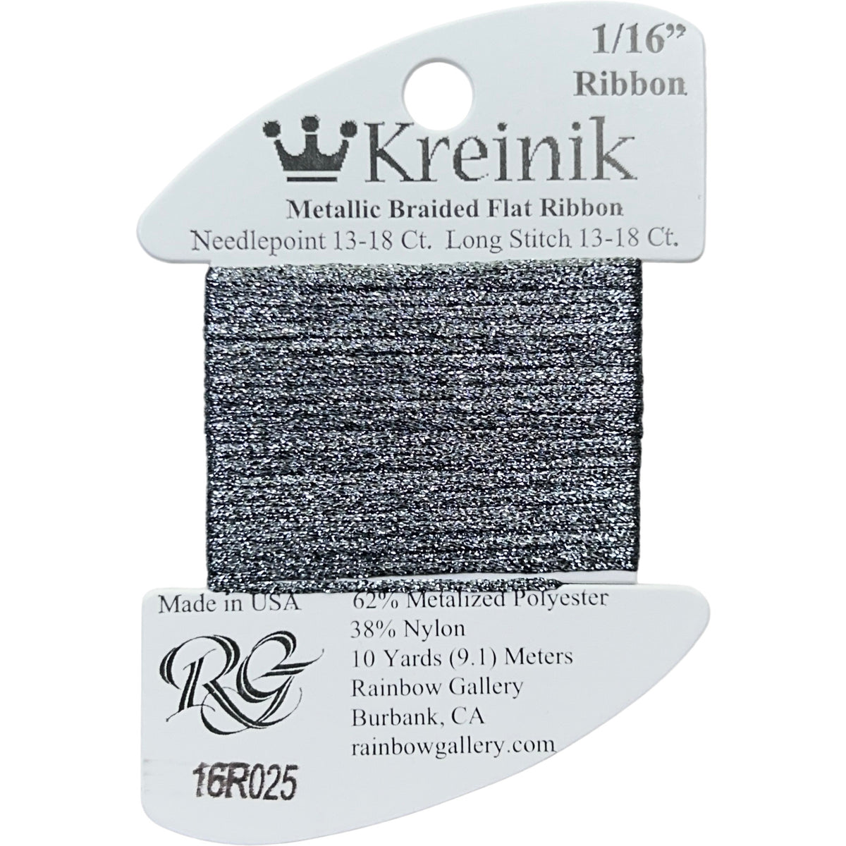 Rainbow Gallery Kreinik 1/16" Ribbon - 025 Grey