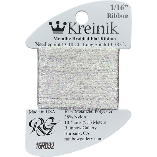 Rainbow Gallery Kreinik 1/16" Ribbon - 032 Pearl