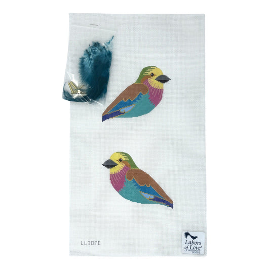 Labors of Love Lilac Breasted Roller Bird Clip On Needlepoint Canvas