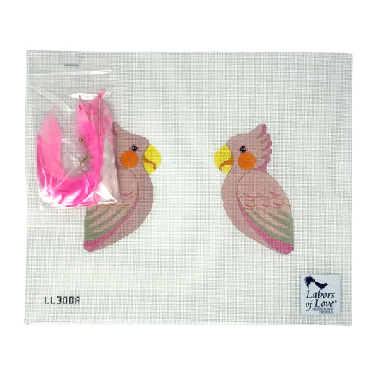 Labors of Love Pink Cockatoo Bird Clip On Needlepoint Canvas