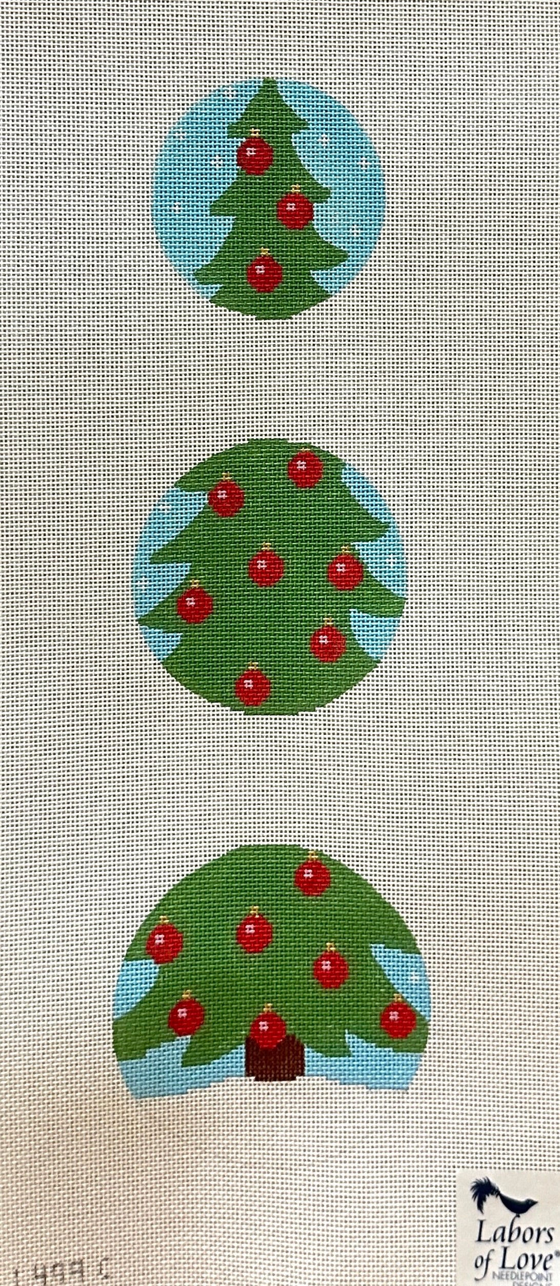 Labors of Love Three Piece Christmas Tree Ornament Needlepoint Canvas