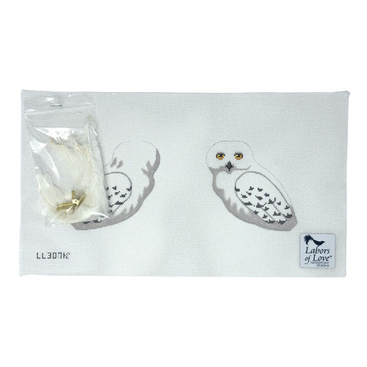 Labors of Love White Owl Bird Clip On Needlepoint Canvas