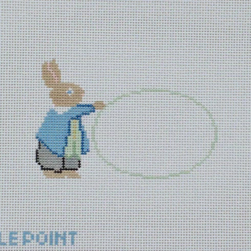 Le Point Studio Bunny Basket Tag Needlepoint Canvas - Green