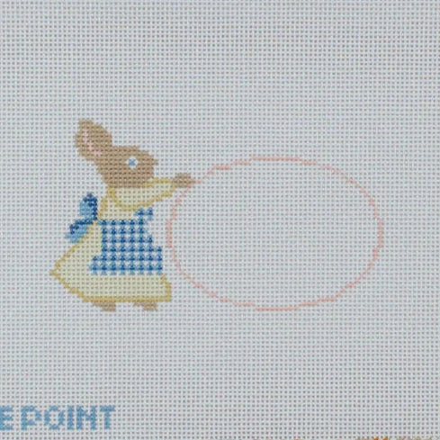 Le Point Studio Bunny Basket Tag Needlepoint Canvas - Pink