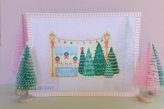 Le Point Studio Christmas Village Christmas Tree Lot Needlepoint Canvas