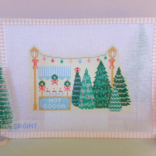 Le Point Studio Christmas Village Christmas Tree Lot Needlepoint Canvas