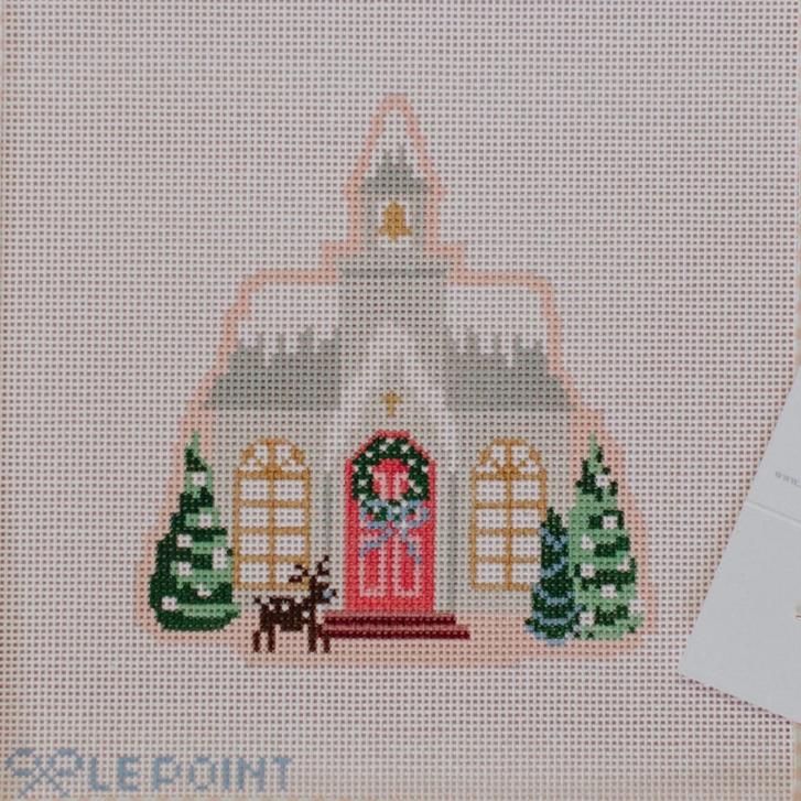 Le Point Studio Christmas Village Church Needlepoint Canvas