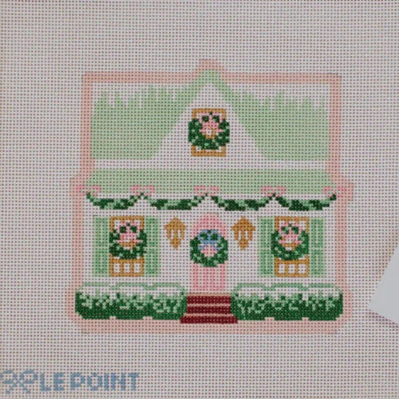 Le Point Studio Christmas Village Green House Needlepoint Canvas