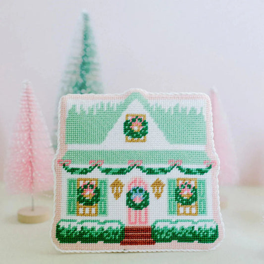 Le Point Studio Christmas Village Green House Needlepoint Canvas