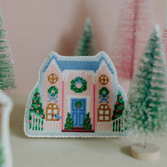 Le Point Studio Christmas Village Pink House Needlepoint Canvas