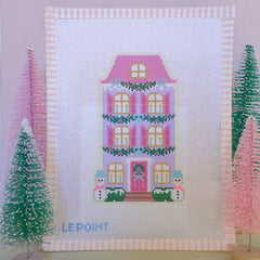 Le Point Studio Christmas Village Purple Row House Needlepoint Canvas