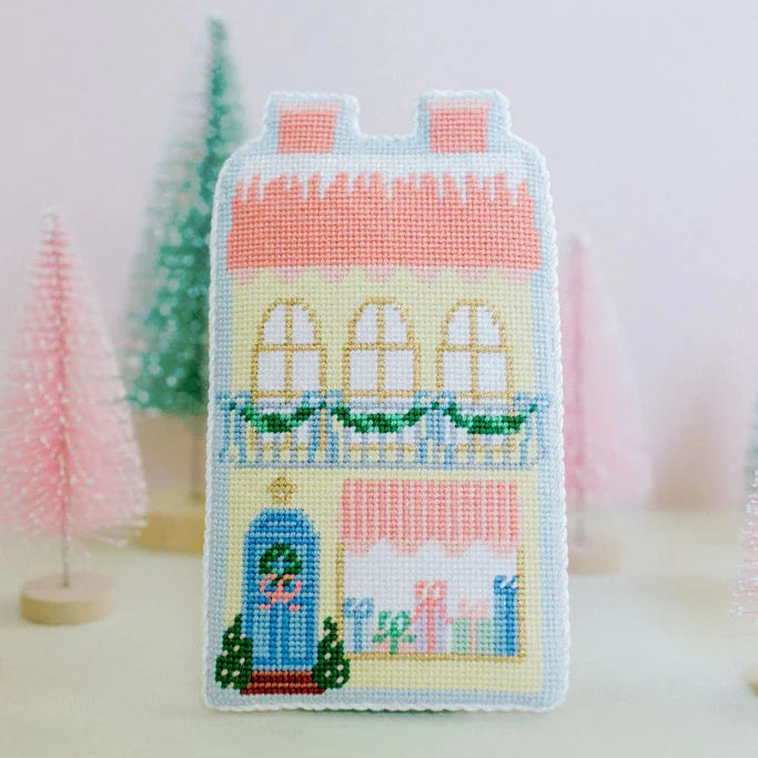 Le Point Studio Christmas Village Yellow Shop Needlepoint Canvas